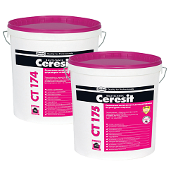 Ceresit CT 174/CT 175 Силикатно-силиконовые декоративные штукатурки: «камешковая» 1,5/ 2,0 мм и «короед» 2,0 мм